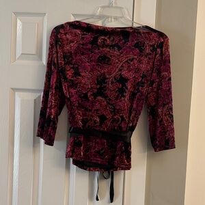 Mix It Velvet Paisley Blouse in Burgundy and Black